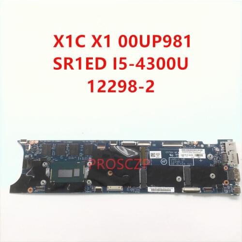 For LENOVO X1C X1 Laptop Motherboard 12298-2 00UP981 0UP981 With SR1ED I5-4300U CPU 100% working well