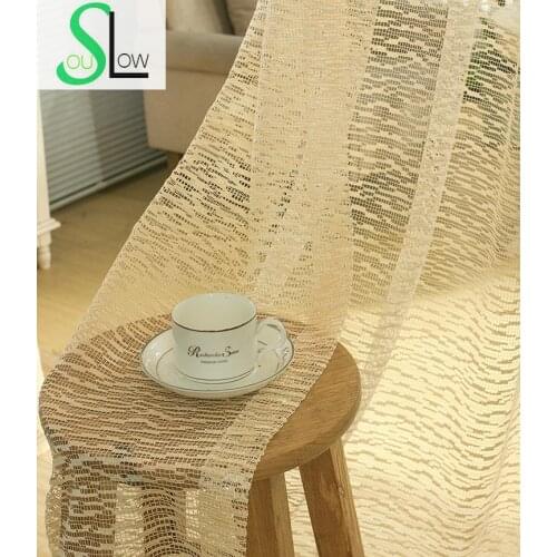 Slow Soul Beige Pure Jacquard Curtains Hollow Ventilation Curtain Europe Tulle For Living Room Cortina Kitchen Bedroom Blinds