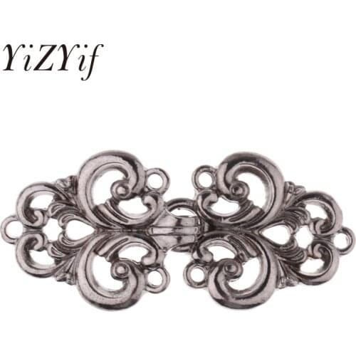 YiZYiF 5 Pairs Cardigan Clip clasps Swirl Flower Cape Cloak Clasp Fasteners Sew On Hooks Eyes Cardigan Clip metal fasteners