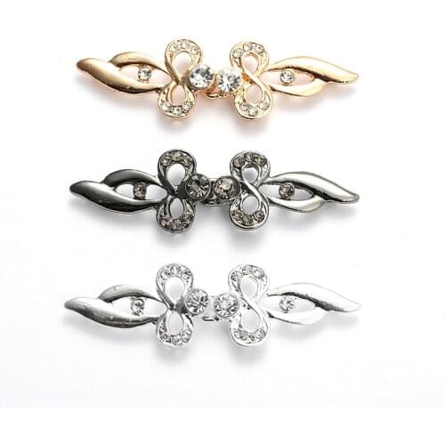 Women Fashion Clothes Decorative Crystal Rhinestone Cape Cloak Clasps Fasteners Buckle Brooch Sweater Clip Cardigan Collar Clips