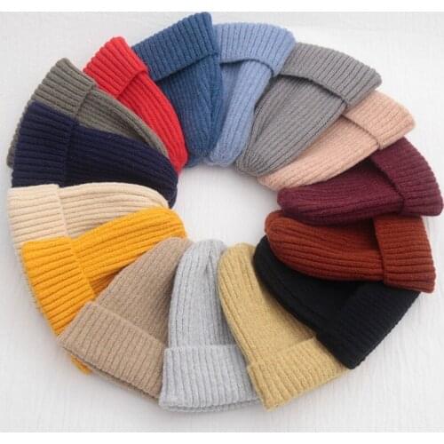 Solid Color Stripe Hip Hop WomenS Winter Hat Keep Warm Fashion Tide Simple Korean Version Crimping Knitted Hat Adult Cap