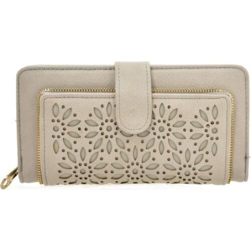 Women Wallet Purse Female Long Wallets Hollow Flower Pouch Handbag For Women Coin PU Leather Purses Card Holder Carteira VKP1622