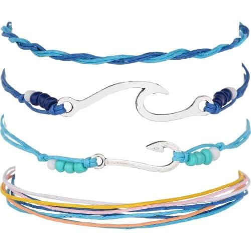 Bohemian Fishhook Wave Bracelet Ornament European and American Holiday Style Hand-Woven Bracelet Female