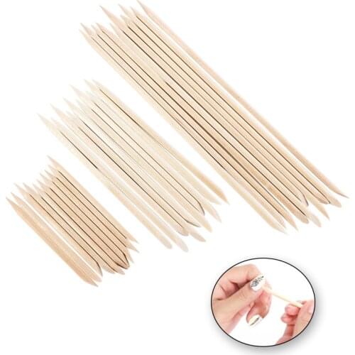 100pcs 4 different sizes Orange Wood Sticks for Cuticle Pusher Cuticle Remove Tool forks for nails Manicures Tools 100Pcs/Set