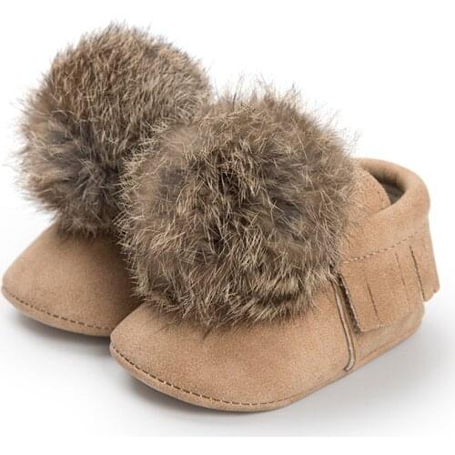 2019 Winter Newborn Baby Girl Shoes Kids Soft Slipper Fringe Warm Plush Boots Cute Shoes Moccasins New 0-18M