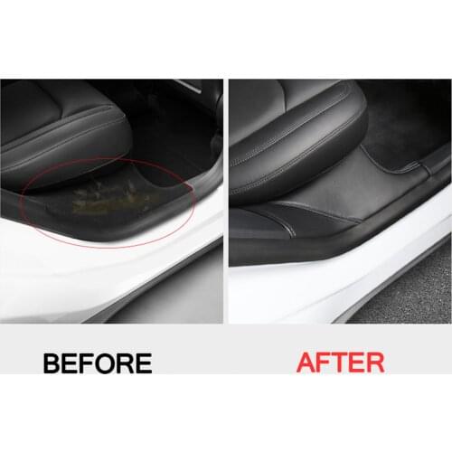 2x PU Leather Rear Door Sill Protector Cover Sticker Fit for Tesla Model Y