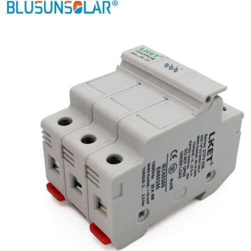 5 Piece/lot Wholesale DC1000V 20A 3 Pole DIN Rail Mount Fuse Holder For Solar Protection Solar