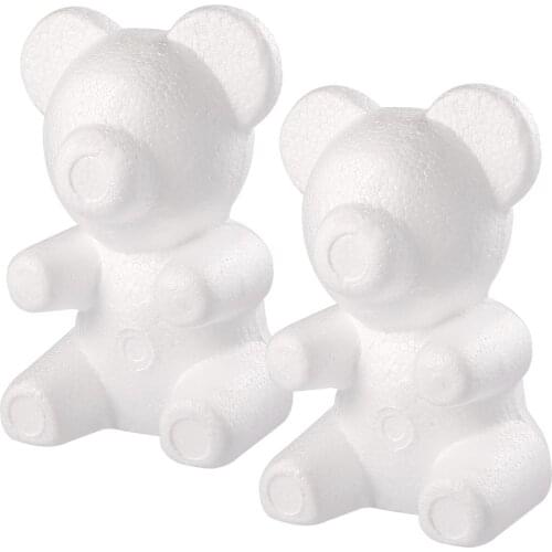 Amosfun 2PCS Modelling Polystyrene Styrofoam Foam Bear Mould White Craft Balls for DIY Party Decoration Wedding Gift Flower A50