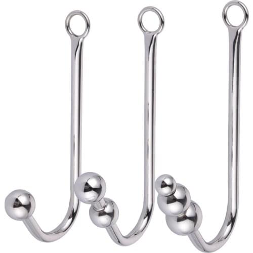 Stainless Steel Anal Hook Anal Dilator Butt Plug with Ball Adult Products Prostate Massage Gay Hook Sex Toys for Men and Women