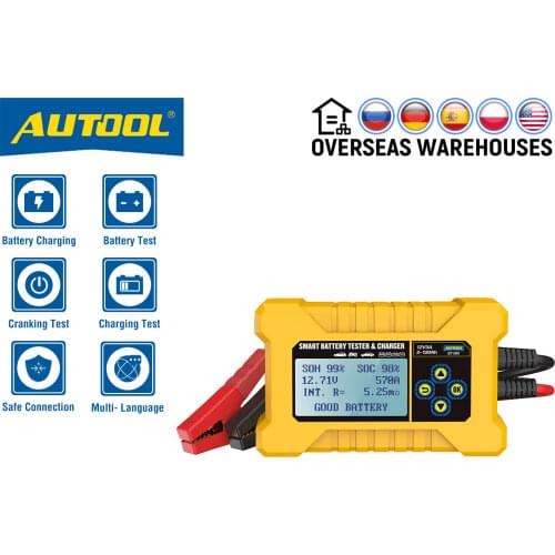 AUTOOL BT380 Car Battery Tester Car Battery Charged 12V Automotive Cranking Tester Analyzer Vehicle Power Bank CCA JIS DIN IEC