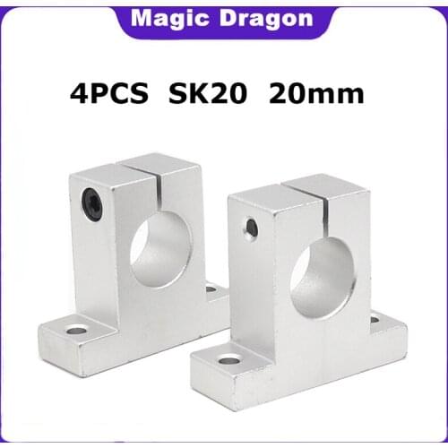 Free Shiping 4pcs SK20 20mm High quality Shaft Support Linear Shaft Support Linear Rod CNC Router SH20A Magic Dragon