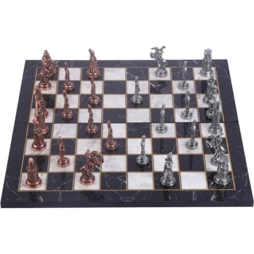 Big size Metal Ottoman Byzantine Chess set Antique And Folding Marble Patterned Board High Quality Elite Product