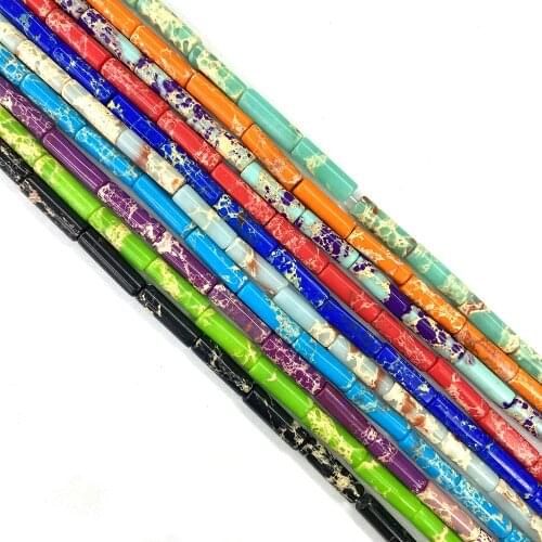 Natural Stone Beads Cylindrical Round Tube Loose Beads Bu Crystal Agate Jade DIY Jewelry Necklace Accessories Wholesale