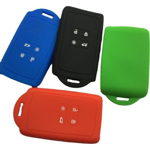 4 Button Smart Card Remote Key Case For Renault Megane Koleos Kadjar Silicone FOB Key Cover For Samsung QM5 Protector ACCESSORY