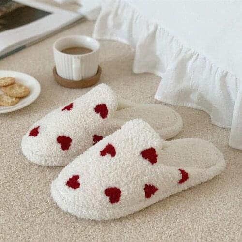 Home Women Plush Slippers Winter Warm Plush Bedroom Non-Slip Female Slip On Flat House Shoes Indoor Ladies Casual Fluffy Slipper