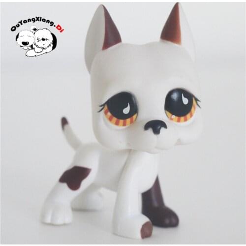 CWG049 Pet Shop Animal White & Brown Great Dane Puppy Brown Eye dog action Figure cute puppy