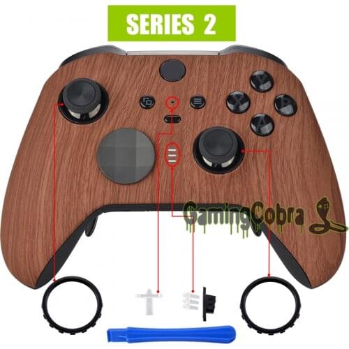 Wood Grain Soft Touch Faceplate Front Housing Shell Repair Kit for Xbox One Elite Series 2 Controller Model 1797