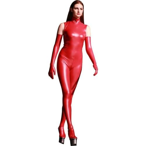 Turtle Sleeveless Latex Catsuit Zipper Open Crotch Bodystocking Sexy Hot Erotic Rompers Womens Jumpsuit Teddies One Piece Overol