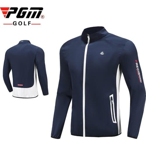 PGM Autumn Winter Golf Clothes Men Long Sleeve Windbreaker Jacket Windproof Light Comfortable Male SportsWear Keep Warm Apparel