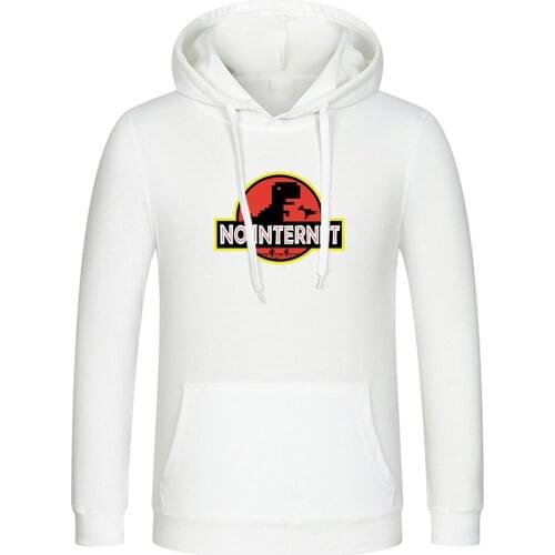 NO INTERNET Dinosaur Funny Harajuku Aesthetic Hoodies Men Cartoon Vintage Sweatshirts Fashion Hip Hop Black Hoody Streetwear