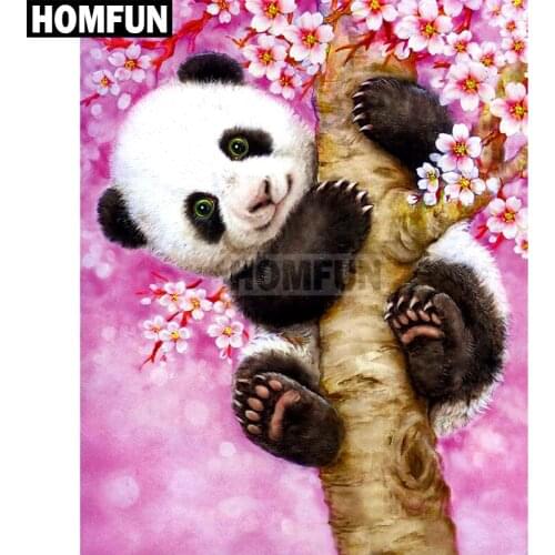 HOMFUN Full Square/Round Drill 5D DIY Diamond Painting "Panda flower" Embroidery Cross Stitch 5D Home Decor Gift A02327