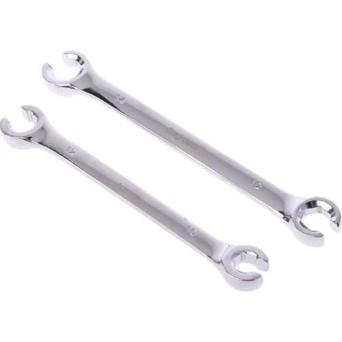 2Pcs 10x12mm 12x14mm Flare Nut Wrench Brake Pipe Spanner Set Six Point Socket Tools For Vehicle Repairing 28TB