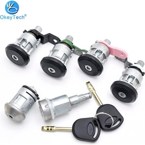 OkeyTech For Ford Transit Mk5 Mondeo 1994-2000 Full Left Right Ignition Car Door Lock Set FO21 Blade Bonnet Lock Barrel Cylinder