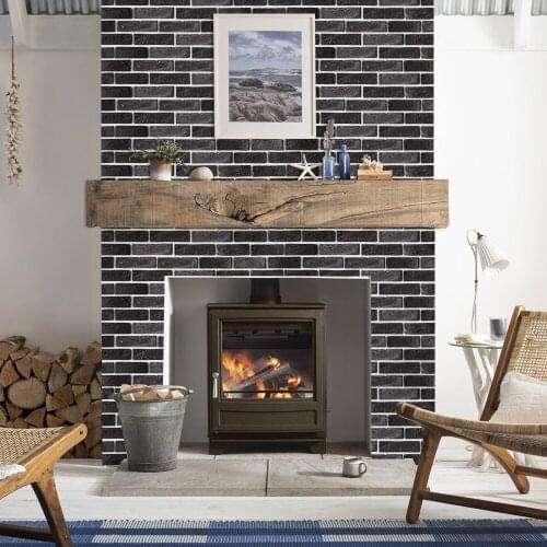 Stair Stepping Tile Sticker Black Brick Pattern Stair Facade Decoration Renovation Self-adhesive PVC Sticker