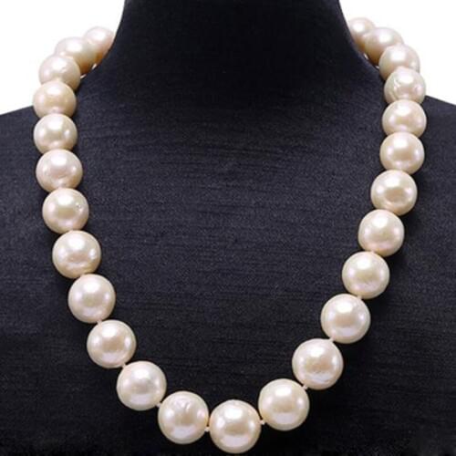 Eye-dazzling Huge Big 13.5-16.5mm White Edison Pearl Necklace Wedding Necklace