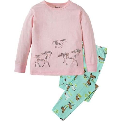 Kids Pajamas Sets Casual Pyjamas for Girls Cartoon Animal Girls Sleepwear 2-8 Years Suits Baby Outfits Underwear Long Sleeve Set
