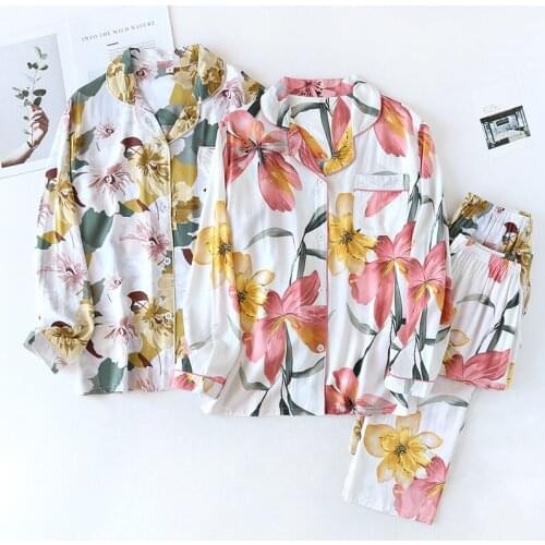 Pajamas For Women Long-sleeved Trousers Suit Viscose Spring Autumn Ladies Set Thin Womens Home Clothes Girls Summer Sleepwear