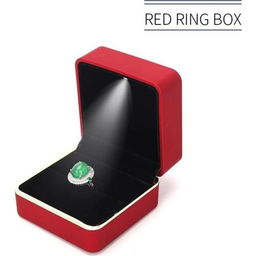 Retro Red Ring Wedding Jewelry Packaging Storage Box With LED Women Earring Pendent Holder For Lover Valentines Day Gift Boxes
