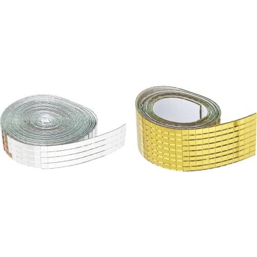 1 Roll Self-Adhesive Mosaic Tiles Square Glass Mirrors Mosaic Tiles Wall Sticks Decals for DIY Card Making Scrapbooking Decors