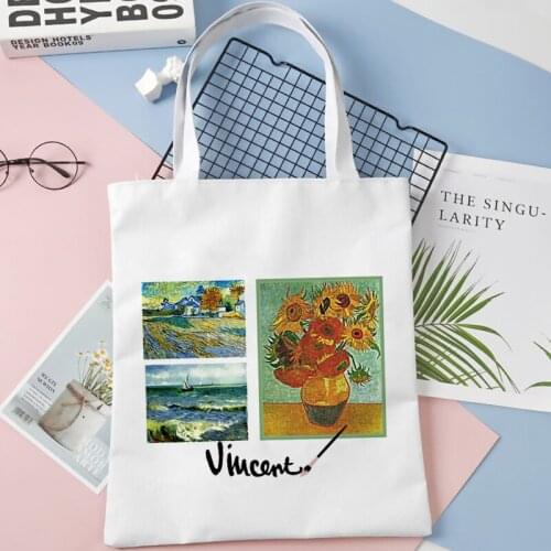 Van Gogh shopping bag jute bag tote handbag canvas shopper recycle bag bag fabric shoping bolsas ecologicas grab