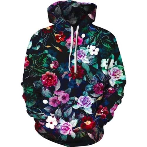 Hoodie 2021 spring fashion top mens and womens long-sleeved 3D printing rose Harajuku sports pullover casual hip-hop clothing