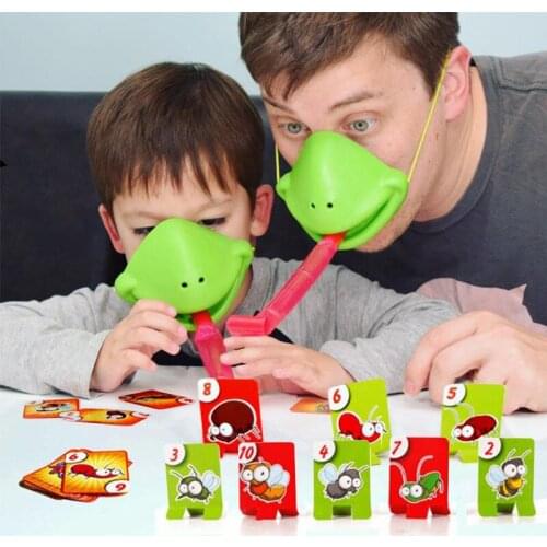 Tongue Chameleon Frog Funny Board Game for Family Party Toy Be Quick To Lick Cards Toy Chameleon Tongue