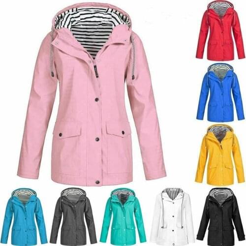 Womens Waterproof Raincoat Ladies Outdoor Wind Rain Forest Jacket Coat Rainy
