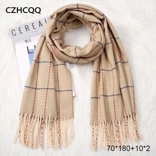 Winter Long Scarf Women Cashmere Female Wool Plaid Wide Lattice Shawl Wrap Blanket Warm Tippet Women Men Scarves For Ladies 2019