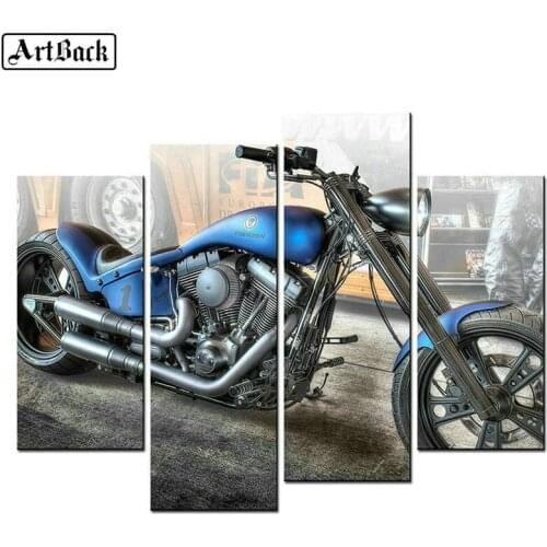 1 set of 4pcs diamond painting motorcycle 5d full square rhinestone round diamond embroidery art painting wall stickers