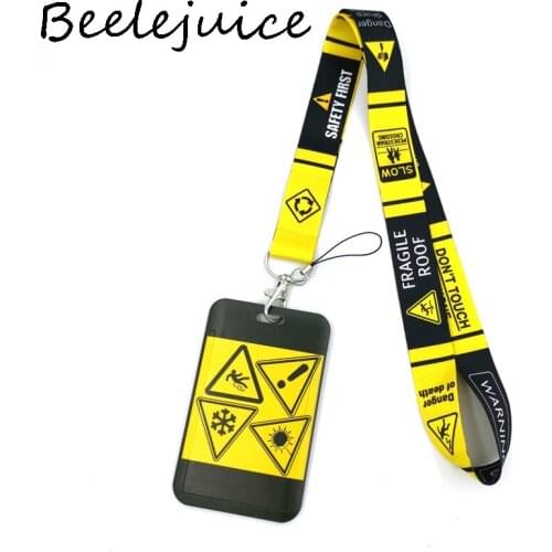 12sets Caution Warning signs Credit Card ID Holder Bag Student Women Travel Bank Bus Business Card Cover Badge Accessories Gifts