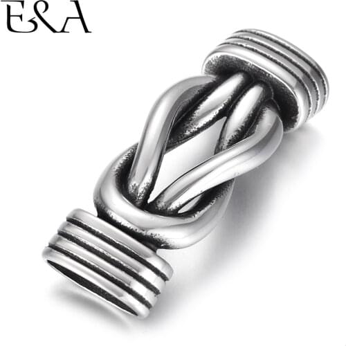 Stainless Steel Connectors Infinity Knot Connect 12*6mm Flat Leather for DIY Bracelet Findings Jewelry Making Parts Supplies