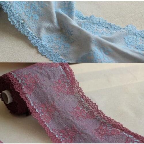 2 Yards Embroidery Floral Wide Stretch Lace Trim Elastic Lace Fabric Trim 19cm Width