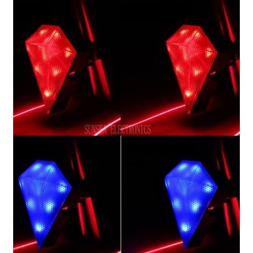 2021 Bicycle post Laser Safety Flash Light Lamps , Waterproof Rear Rechargeable LED Laser Taillight Diamond Silver Blue