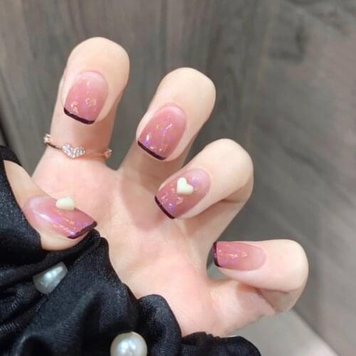 24pcs short press on nails Gradient Color Nail Patch Glue Type Removable Short Paragraph Fashion Manicure False Nail Patch TY