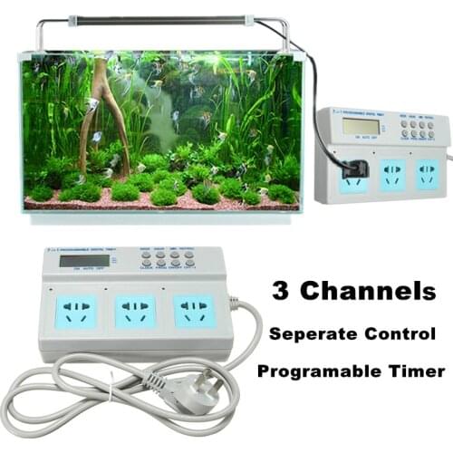 3 Channel Programmable LCD Digital Timer Socket For Aquarium Light Heater Filter Wavemaker Water Pump Fish Tank Device Control