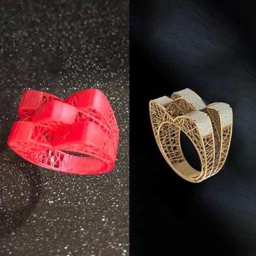 3d men Hollow Castable Resin for sale online Italian Style Design Female Ring with Tiny Lines