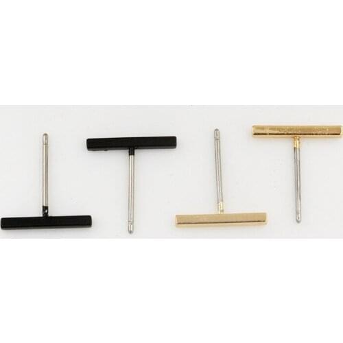 5 Pairs Simple Minimalist Cool Jewelry Black Geometric Cuboid Bar Strip Initial Letter T Metal Charm Uinsex Stud Earrings Gift