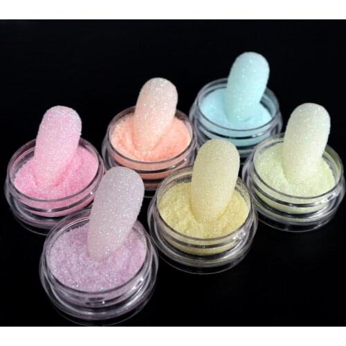 1Box or 6 Boxes/set Sugar Nail Glitter Powder Pigment Shiny Candy Pink Color Dipping Dust Nail Art Sequins Manicure Decorations