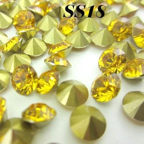 Free shipping Wholesale Yellow SS18 4.2-4.4mm (3G)432pcs Resin rhinestones Pointback,Resin Stones for DIY Decoration