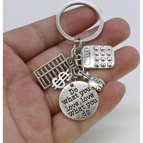 1 piece of antique keychain "do what you like, love what you do" keychain, computer count beads bag keychain, office acco